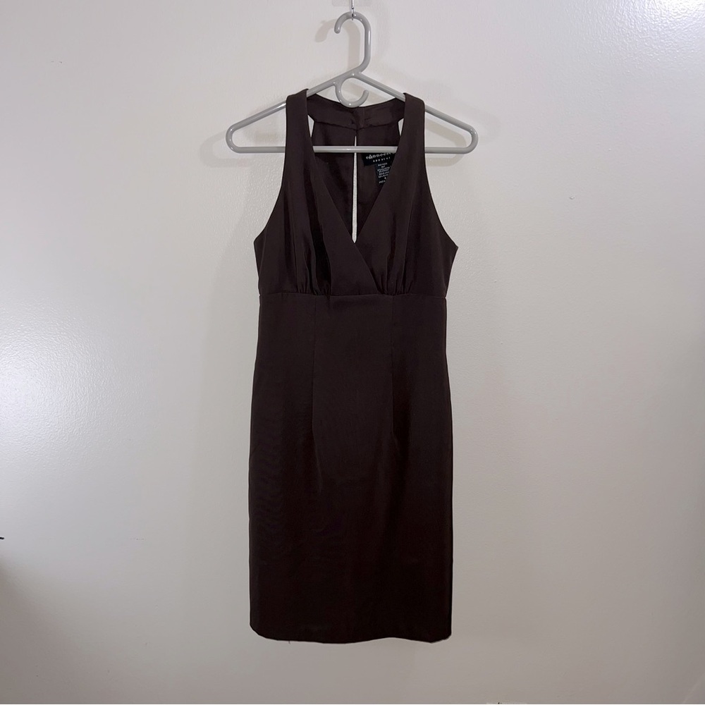 Connected Apparel Brown Halter Neck Dress Size 6